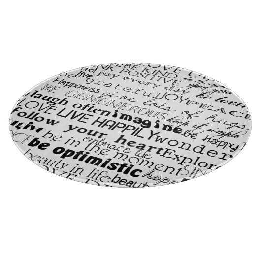 Zwart Wit Inspirerend Woorden Snijplank (Hoek)