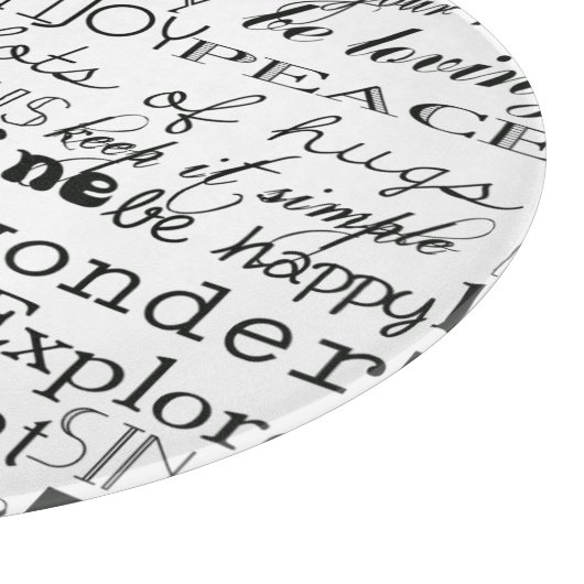 Zwart Wit Inspirerend Woorden Snijplank (Hoek)