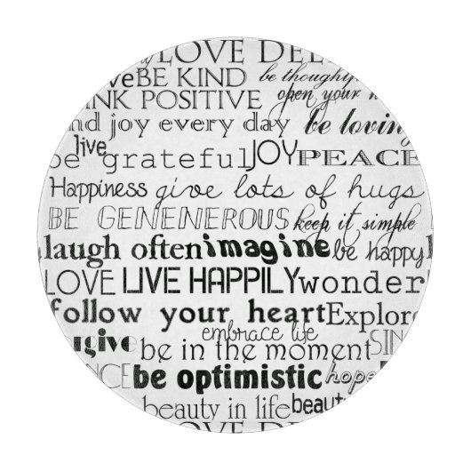 Zwart Wit Inspirerend Woorden Snijplank (Voorkant)