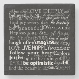 Zwart Wit Inspirerend Woorden Stenen Onderzetter
