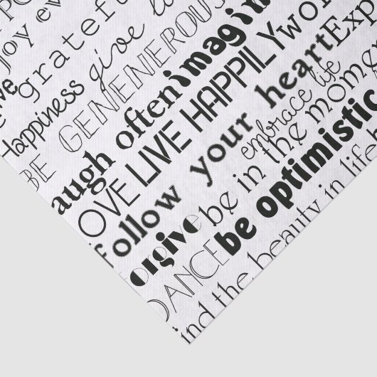 Zwart Wit Inspirerend Woorden Tissuepapier (Detail)