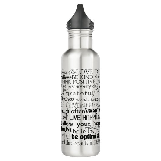 Zwart Wit Inspirerend Woorden Waterfles (Links)