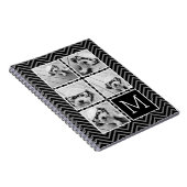 Zwart wit instagram 5 Photo Collage Monogram Notitieboek (Rechterzijde)