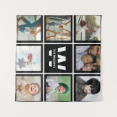Zwart-wit instagram Foto Collage Monogram Wandkleed (Voorkant (horizontaal))