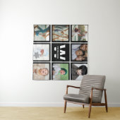 Zwart-wit instagram Foto Collage Monogram Wandkleed (In Situ (horizontaal))