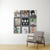 Zwart-wit instagram Foto Collage Monogram Wandkleed (In situ)