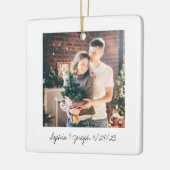 Zwart-wit Instant Foto Stijl Bruiloft Foto Keramisch Ornament (Links)