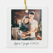 Zwart-wit Instant Foto Stijl Bruiloft Foto Keramisch Ornament (Voorkant)