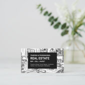 Zwart-wit interieur onroerend goed visitekaartje (Staand voorkant)