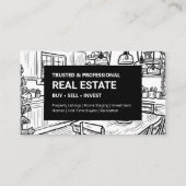 Zwart-wit interieur onroerend goed visitekaartje (Voorkant)