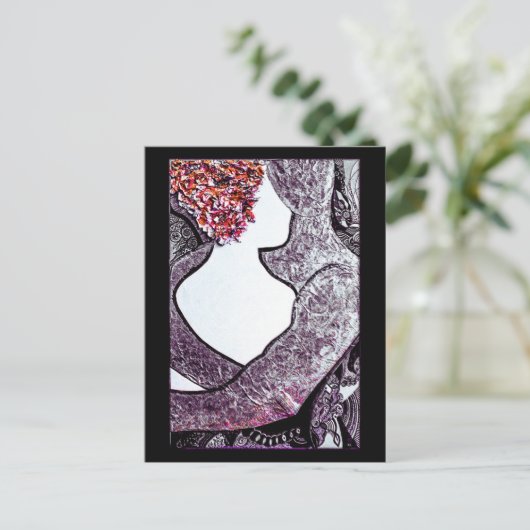 Zwart-wit Interraciaal koppel knuffelen kunstwerk Briefkaart (Staand voorkant)