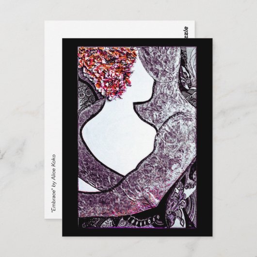 Zwart-wit Interraciaal koppel knuffelen kunstwerk Briefkaart (Voorkant / Achterkant)