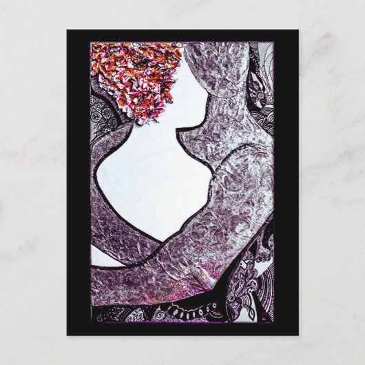 Zwart-wit Interraciaal koppel knuffelen kunstwerk Briefkaart (Voorkant)