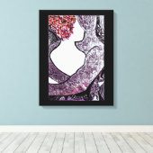 Zwart-wit Interraciaal koppel knuffelen kunstwerk Canvas Afdruk (Insitu (Houten vloer))