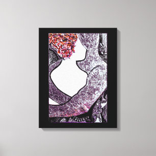 Zwart-wit Interraciaal koppel knuffelen kunstwerk Canvas Afdruk