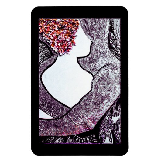 Zwart-wit Interraciaal koppel knuffelen kunstwerk Magneet (Verticaal)