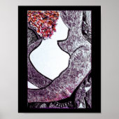 Zwart-wit Interraciaal koppel knuffelen kunstwerk Poster (Voorkant)