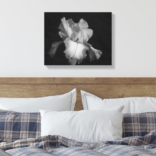 Zwart-wit Iris Bloemen Foto Canvas Afdruk (Insitu (Slaapkamer))