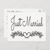 Zwart-wit is getrouwd met Heart Laurel Aankondigingskaart (Voorkant / Achterkant)