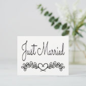 Zwart-wit is getrouwd met Heart Laurel Aankondigingskaart (Staand voorkant)