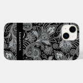 Zwart-wit Islamitisch Motief Paisley Patroon Case-Mate iPhone Case (Achterkant (horizontaal))