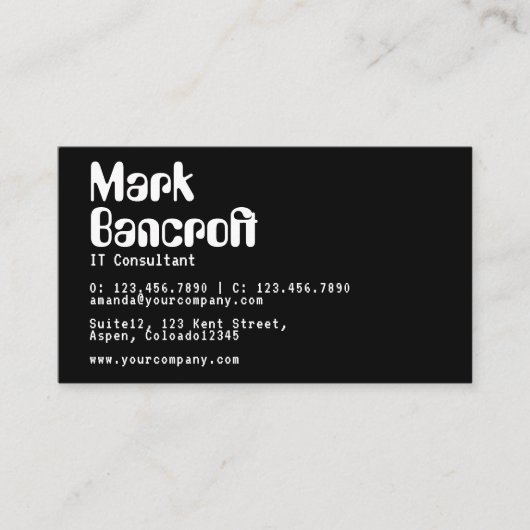 Zwart-wit IT-technologie Consultant voor bedrijven Visitekaartje (Voorkant)