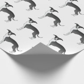 Zwart-wit Italiaans grijnwindparkpatroon Cadeaupapier (Hoek)