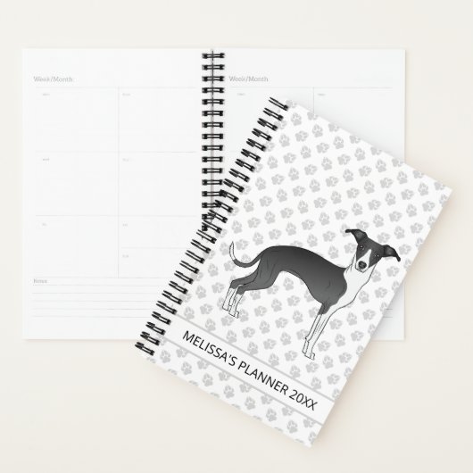 Zwart-wit Italiaans grijsgeluid met aangepaste tek Planner (Display)