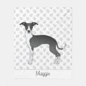 Zwart-wit Italiaans kruit met aangepaste naam Fleece Deken (Voorkant)