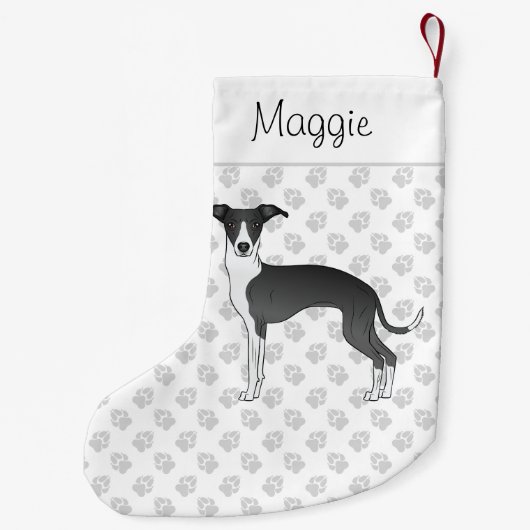 Zwart-wit Italiaans kruit met aangepaste naam Kleine Kerstsok (Achterkant)