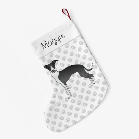 Zwart-wit Italiaans kruit met aangepaste naam Kleine Kerstsok (Achterkant (Hangend))