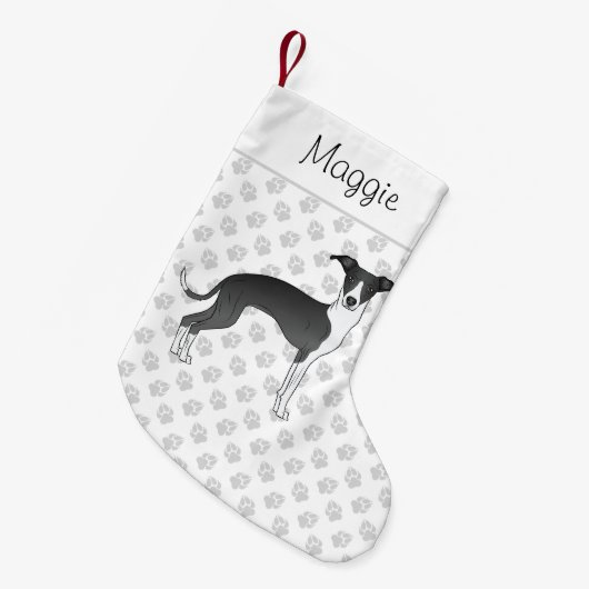 Zwart-wit Italiaans kruit met aangepaste naam Kleine Kerstsok (Voorkant (Hangend))