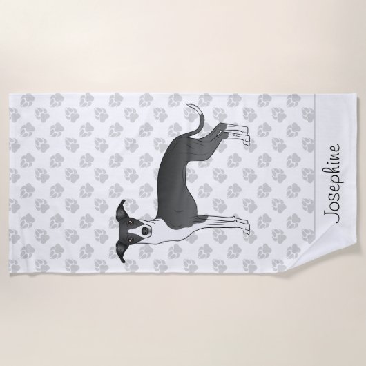 Zwart-wit Italiaans kruit met aangepaste naam Strandlaken (Voorkant)