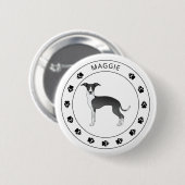 Zwart-wit Italiaans kruit met naam en poten Ronde Button 5,7 Cm (Voorkant /achterkant)