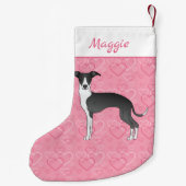 Zwart-wit Italiaans kruit op roze harten Kleine Kerstsok (Achterkant)