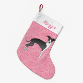 Zwart-wit Italiaans kruit op roze harten Kleine Kerstsok (Voorkant (Hangend))