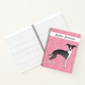 Zwart-wit Italiaans kruit op roze harten Notitieboek (Binnen)