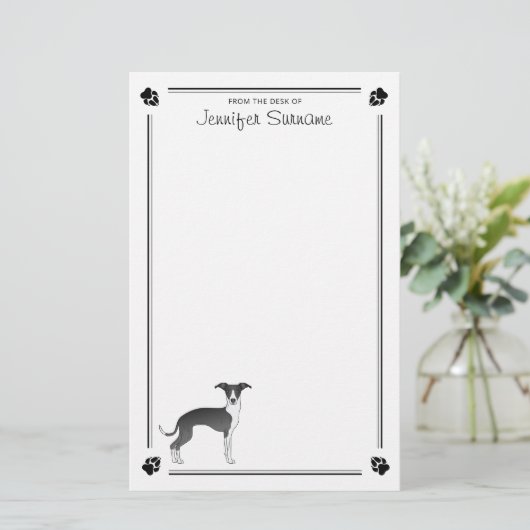 Zwart-wit Italiaans kruiwit met poten en tekst Briefpapier (Staand voorkant)