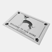 Zwart-wit Italiaans kruiwit met poten en tekst Deurmat (Schuin)