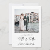 Zwart-wit Italiaanse elegantie | Fotobruiloft Aankondiging (Voorkant)