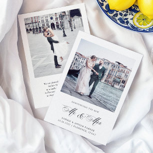 Zwart-wit Italiaanse elegantie   Fotobruiloft Aankondiging