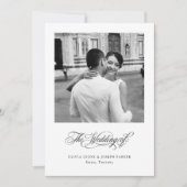 Zwart-Wit | Italiaanse Elegantie Fotobruiloft Kaart (Voorkant)