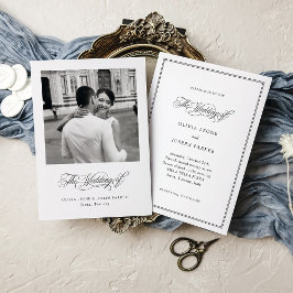 Zwart-Wit | Italiaanse Elegantie Fotobruiloft Kaart