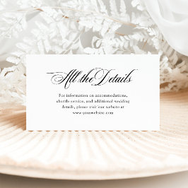 Zwart-wit Italiaanse elegantie | Trouwdetails Informatiekaartje