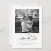 Zwart-wit Italiaanse elegantie Twee foto QR-code Save The Date (Voorkant)