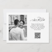 Zwart-wit Italiaanse elegantie Twee foto QR-code Save The Date (Achterkant)