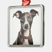 ZWART-WIT ITALIAANSE WINDHOND METALEN ORNAMENT (Links)