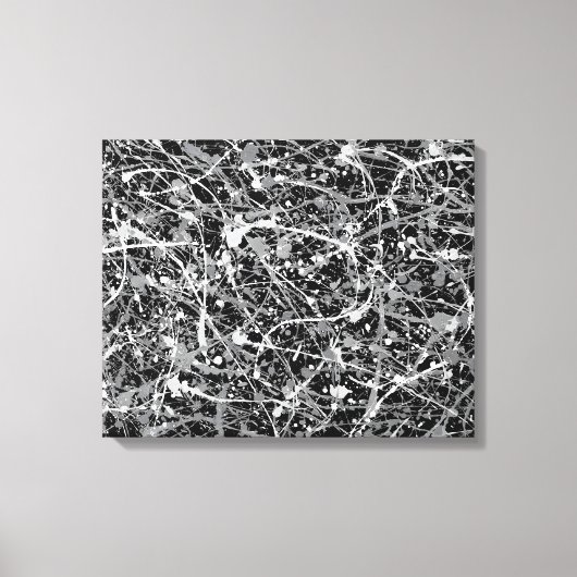 ZWART-WIT IV - Action schilderij -Abstract- Canvas Afdruk (Voorkant)