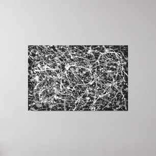 ZWART-WIT IV - Action schilderij -Abstract- Canvas Afdruk