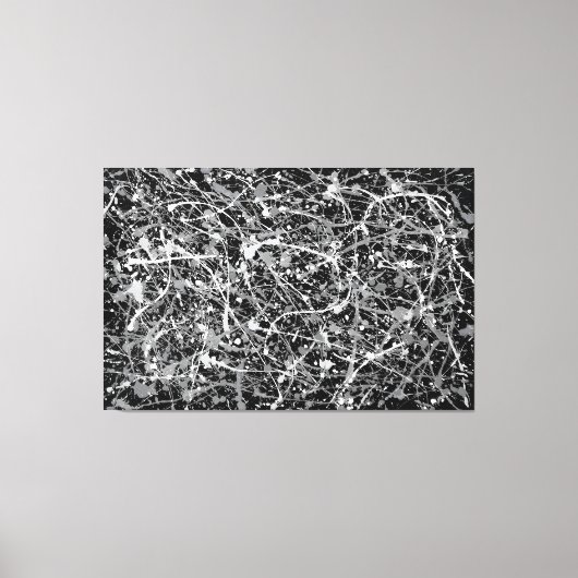 ZWART-WIT IV - Action schilderij -Abstract- Canvas Afdruk (Voorkant)
